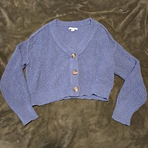 American Eagle Outfitters Blue Cropped Cardigan